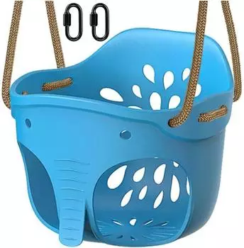 LuxusKollektion Babyschaukel Eimersitz Elefant, blau, verstellbares Seil 130-200cm
