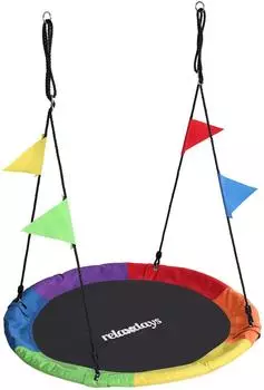 Relaxdays Kindernestschaukel, rund, h&ouml;henverstellbar, &oslash; 120cm