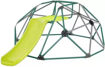 Costway Kletterkuppel Ø183cm mit Rutsche & Stoffplattform, grün/grau, bis 180kg