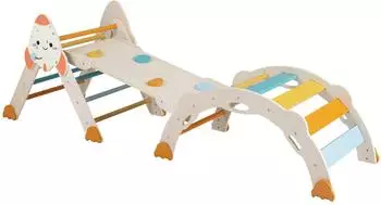 Costway Klettergerüst 8-in-1 Montessori Set, Holz, Indoor