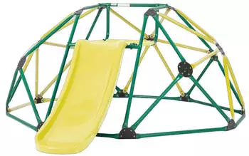 Costway Kletterkuppel Ø183cm mit Rutsche & Stoffplattform, grün/gelb, bis 180kg