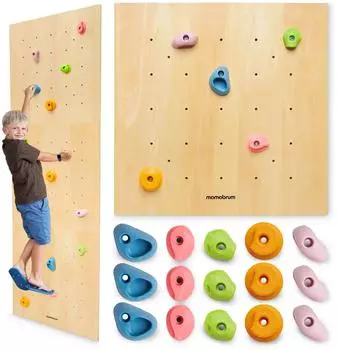 Mamabrum Holzkletterwand f&uuml;r Kinder, 15 Griffe, 3 Montagepaneele (MAM215 SENSORY PANEL)