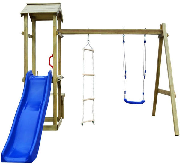 vidaXL Wooden playhouse FSC with slide swing ladder 238 x 228 x 218 cm