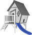 AXI Spielhaus Cabin XL weiß mit Rutsche in blau (C050.004.30)