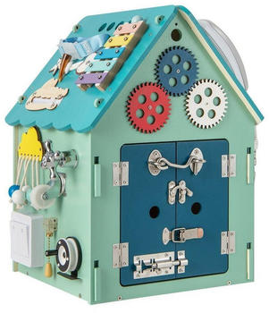 Costway Kinder Spielhaus aus Holz Aktivitätswürfel Blau (TM10032BL)