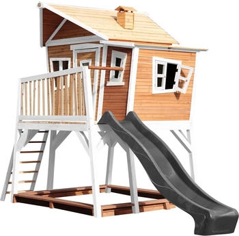 AXI Max Spielhaus Braun - Weiß mit Grauer Rutsche 193 x 432 x 288 cm (A030.150.81 ) – Großzügiger Spielraum für kreative Entfaltung