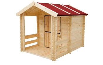 Timbela Kinderspielhaus Holz M501 1,1 m² mit Boden Tür- und Fensterläden (M501 )