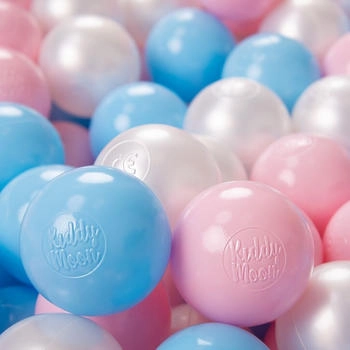 KiddyMoon 1200 Kinder Bälle für Bällebad ∅ 6cm baby blau/puderrosa/perle