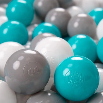 KiddyMoon 1200 Kinder Bälle für Bällebad ∅ 6cm grau/weiß/türkis