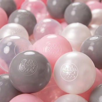 KiddyMoon 1200 Kinder Bälle für Bällebad ∅ 6cm perle/grau/transparent/puderrosa