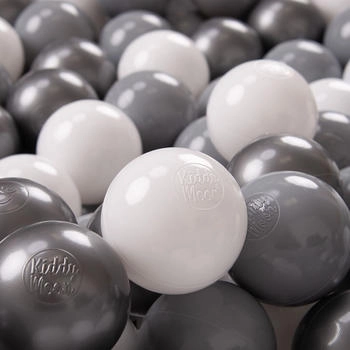 KiddyMoon 700 Kinder Bälle für Bällebad ∅ 7cm weiß/grau/silbern