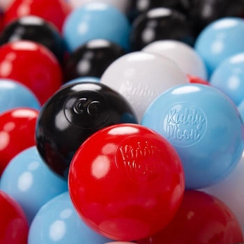 KiddyMoon 1200 Kinder Bälle für Bällebad ∅ 6cm schwarz/weiß/rot/baby blau