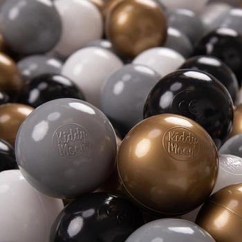 KiddyMoon 700 Kinder Bälle für Bällebad ∅ 7cm weiß/grau/schwarz/golden