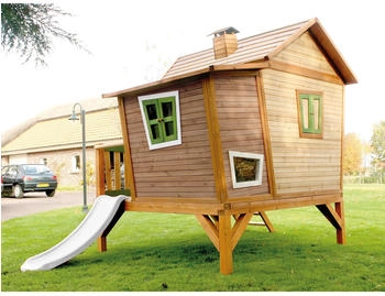 AXI Spielhaus Emma Braun/Grün mit Rutsche Weiß 349 cm x 193 cm x 193 cm FSC®