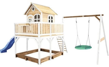 AXI Liam Spielhaus mit Summer Nestschaukel Braun - Weiß mit Blauer Rutsche
