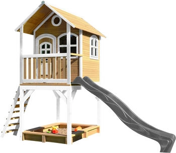 AXI Sarah Spielhaus Braun - Wei&szlig; mit Grauer Rutsche 191 x 370 x 291 cm