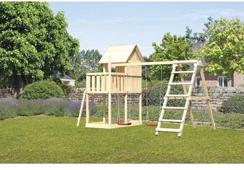 Karibu Kinderspielhaus Frieda Set DS-Anbau Klettergerüst und Netzrampe