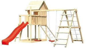 Karibu Stelzenhaus Frieda D.schaukel Kletterg. Netzrampe Rutsche Rot