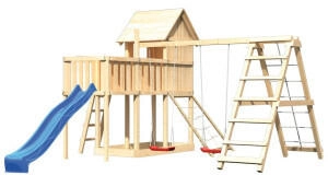 Karibu Stelzenhaus Frieda D.schaukel Kletterg. Plattform Netzrampe Rutsche Blau