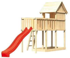 Karibu Stelzenhaus Frieda Anbauplattform Rutsche Rot