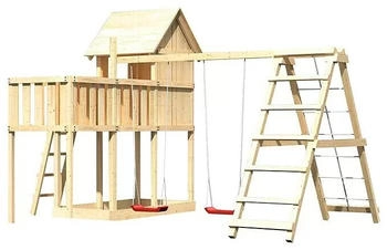 Karibu Stelzenhaus Frieda Doppelschaukel Kletterger&uuml;st Anbauplattform
