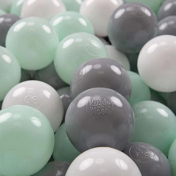 KiddyMoon 700 Kinder Bälle für Bällebad ∅ 7cm weiß/grau/mint
