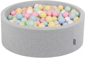 KiddyMoon B&auml;llebad 90 x 30 cm Rund 200 B&auml;lle Hellgrau: pastellfarben