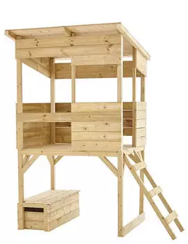 Westmann Holz Stelzenhaus Wildnis Natur 114x167x205 cm inkl Spielzeugkiste