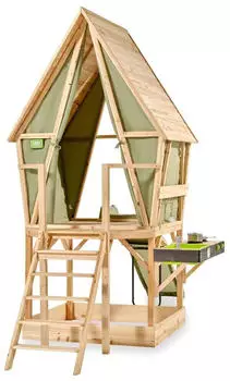 EXIT Toys Yuki 550 Holzspielhaus Mit Rutsche Sandkasten Und Matschk&uuml;che