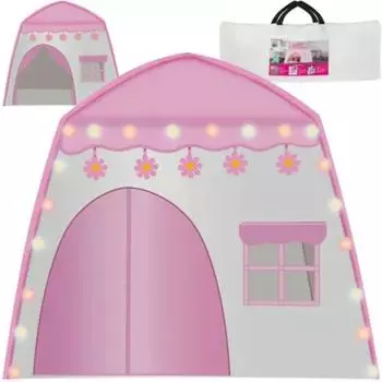 Kruzzel Kinderzelt mit LED-Lichterkette, rosa, 130cm (23472)