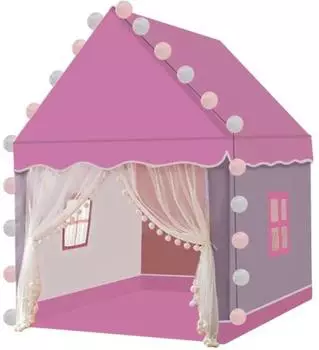 Kruzzel Kinderspielzelt Prinzessinnenhaus rosa, faltbar, mit LED-Lichterkette (22653)