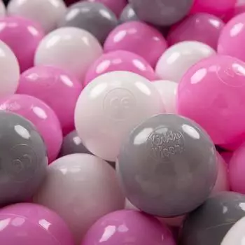 KiddyMoon Plastikbälle für Bällebad 700 Stück, ∅7cm, grau/weiß/rosa (ZK7-01-700)