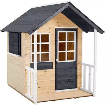 Tchibo ZWERKULES Spielhaus Holli 137x121x140cm mit Veranda grau (ZW373)