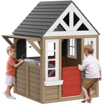 VEVOR Kinderspielhaus Zedernholz, Landhausstil, 1403x1260x1660mm