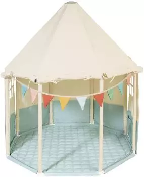 Pinolino Pavillon Yuma Spielzelt mit Fenster, naturwei&szlig;/pastellblau, 142x124x124cm