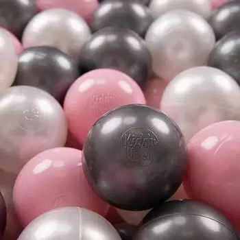 KiddyMoon Spielbälle für Bällebad 200 Bälle, ∅7cm, perle/puderrosa/silbern