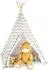 Relaxdays Tipi Kinderzelt mit Boden, Tragetasche, 160x115x115cm, weiß-grau