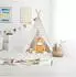 Relaxdays Tipi Kinderzelt mit Boden, Tragetasche, 160x115x115cm, weiß-grau
