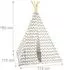 Relaxdays Tipi Kinderzelt mit Boden, Tragetasche, 160x115x115cm, weiß-grau