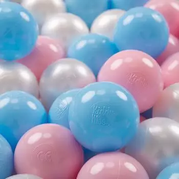 KiddyMoon Spielbälle für Bällebad 200 Stück, ∅7cm, baby blau/puderrosa/perle (ZK7-05-200)