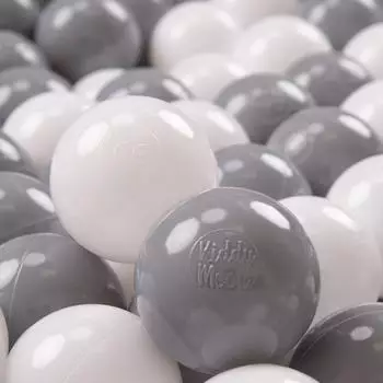 KiddyMoon Bällebad-Bälle 200 Stück ∅7cm, weiß/grau (ZK7-28-200)