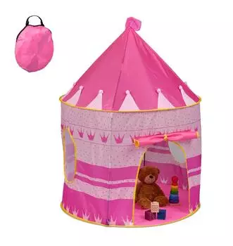 Relaxdays Kinderspielzelt Schloss, Prinzessin, rosa