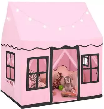 Costway Kinderspielhaus mit Sternenlichtern, Netzvorhängen, pink (TP10088PI)