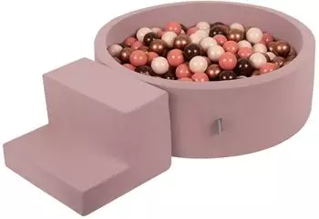KiddyMoon Schaumstoff-Spielplatz mit Bällebad 90x30cm, 200 Bälle, Heidekraut (PPZP-OK30D-122-641)