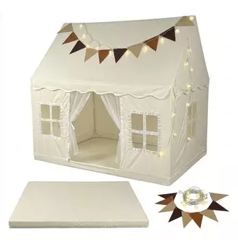 Relaxdays Kinderspielzelt Kuschelhöhle mit Lichterkette, indoor (10054501_127)
