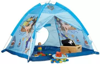 Relaxdays Piratenzelt Kinderspielzelt faltbar, blau, 118x90x115cm