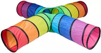Relaxdays Kinderspieltunnel mit 4 R&ouml;hren, bunt, Outdoor