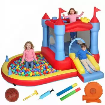 AIYAPLAY H&uuml;pfburg mit Gebl&auml;se, Rutsche & Trampolin, 342x255x209cm (346-020V90BU)