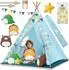 Kidiz Tipi Spielzelt für Kinder, Baumwolle, blau, 100x100x160cm