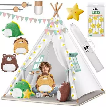 Kidiz Tipi Spielzelt f&uuml;r Kinder, Baumwolle, 100x100x160cm, wei&szlig;